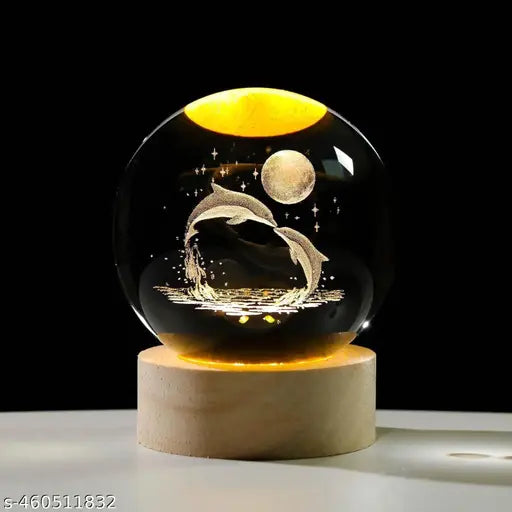 Sebon 3D Crystal Ball Lamp - Dolphine, Aesthetic Bedroom Night Lamp Night Lamp