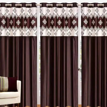 Choclate Brown Designer Premium Quality Crush 7 Feet Door Curtains Pack of 3