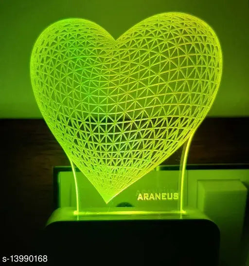 Heart Shape 3D STYLISH Night Lamp with 7 Color Changing Light for Gift for Bedroom
