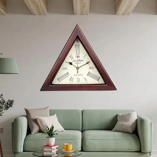 Wooden Triangle Wall Clock