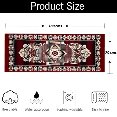 Red Floral Velvet Runner Carpet – Elegant Bedside or Hallway Mat for Home Décor